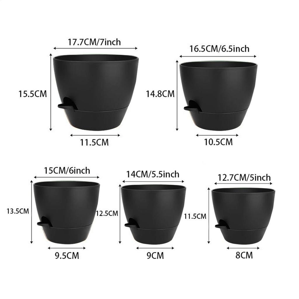 5pcs Self Watering Pots For Indoor Plants With Drainage Hole Trays And Water Storage Tanks Self-absorbing Flower Pot For plants