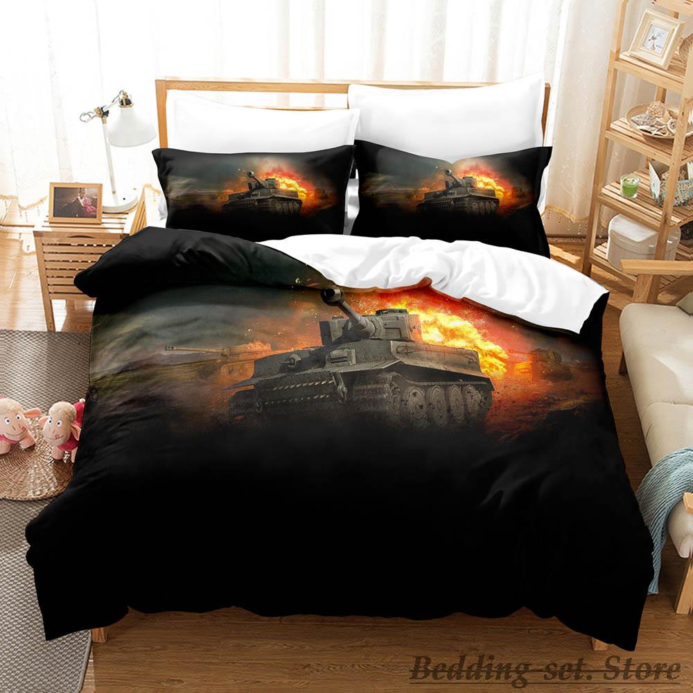 Game World Of Tanks Bedding Set Single Twin Full Queen King Size Bed Set Adult Kid Bedroom Duvetcover Sets Anime Bed