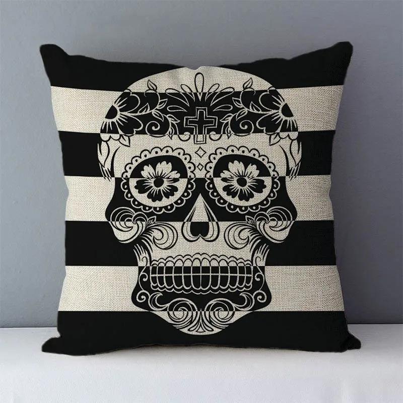 Post-modern Style Couch Cushion Cover Skull Printed Home Decorative Pillows Square Size  Seat Back Cushions Pillowcase