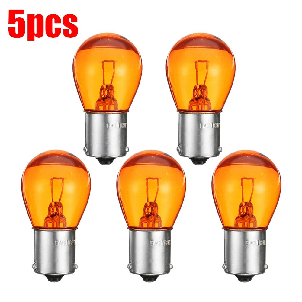 

5/10 шт. Автомобильный указатель поворота, стоп-сигнал, лампа заднего хода, габаритный огонь, светодиодные лампы 1156 BAU15S PY21W 12 В, янтарно-желтая галогенная лампа DC 1156 ba15s P21W