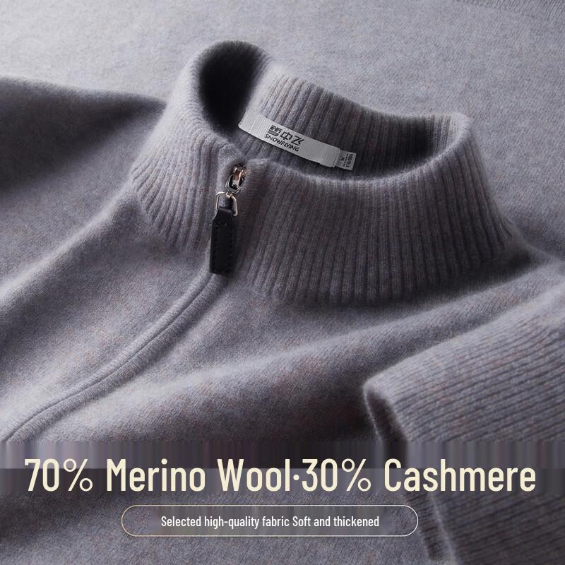 SNOWFLYING Men s 30% Cashmere Half-Zip Mock Neck Sweater XL