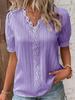 2025 Summer European & American Women's Hollowed-out Short-sleeved Holiday Fashion Shirt