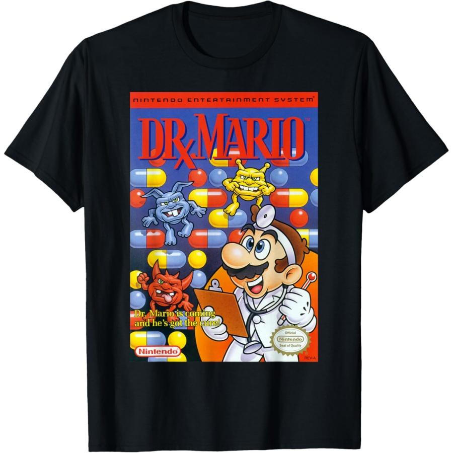 Super Mario Dr Mario Retro NES Game Cover Poster T-Shirt S