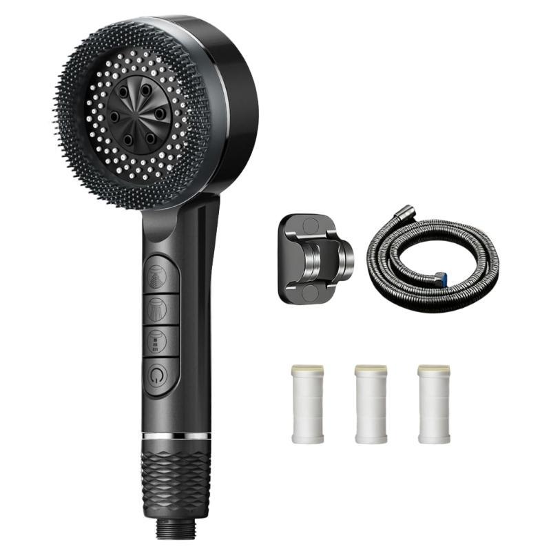 Water Saving High Pressure Filter Shower Head 4 Sprays Setting Massage Hand Showerhead For Enhanced Bath Experience