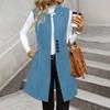 Women's Fashionable Casual Lapel Buttoned Waistcoat Sleeveless Solid-Colour Jacket