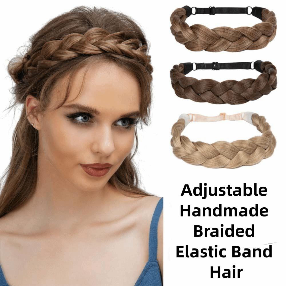 Bentișă de Păr Sintetic Împletit, Cerc de Păr Retro Handmade, Bandă Elastică Împletită pentru Păr, Pentru Femei