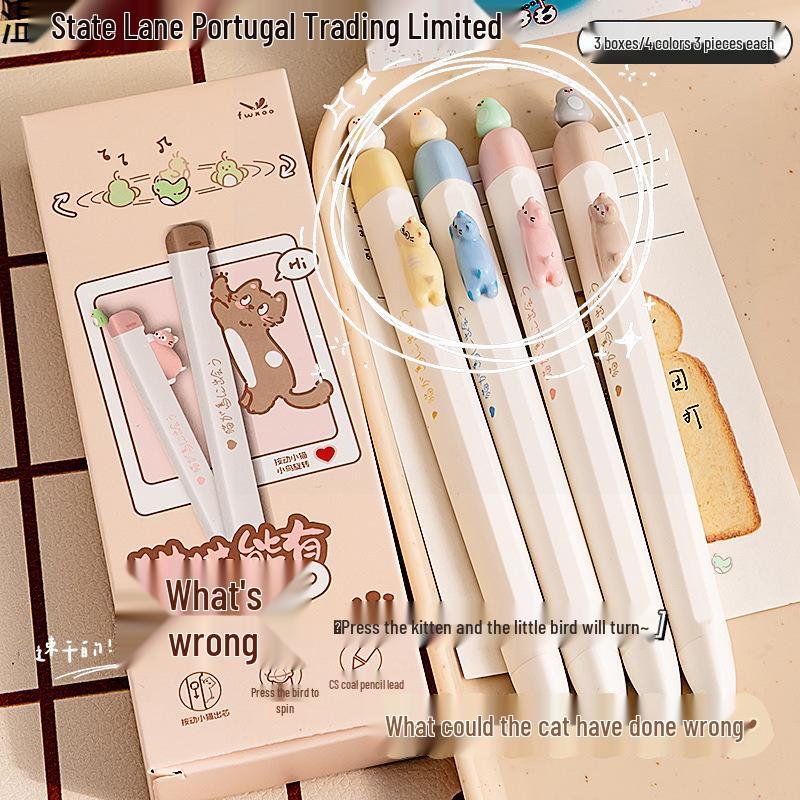 High-Quality Magnetic Bird Quick-Dry Push-Button Pen - Cute, Double-Bead Design