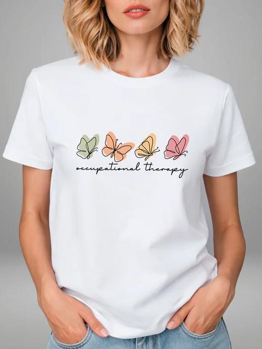 Butterfly print T-shirt 2XL