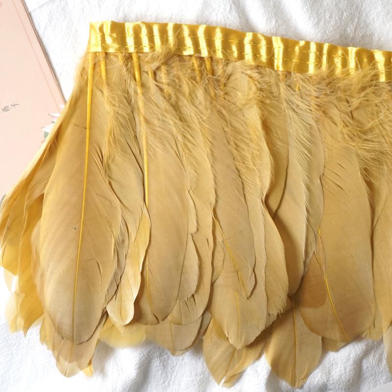 Color Hard Floating Feather Cloth Edge Goose Feather Cloth Strip Diy Feather Flower Skirt Shawl Stage Costume Wing Decoration