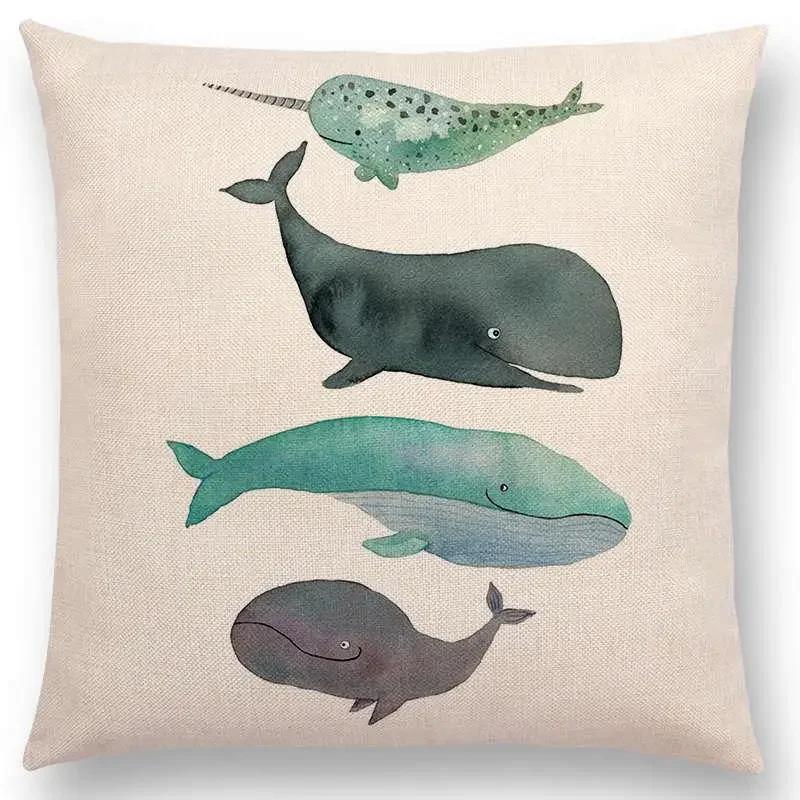 Newest Fashion Nordic Style Whale Cushion Cover Ocean Whales Home Pillow Case   Pillows Covers