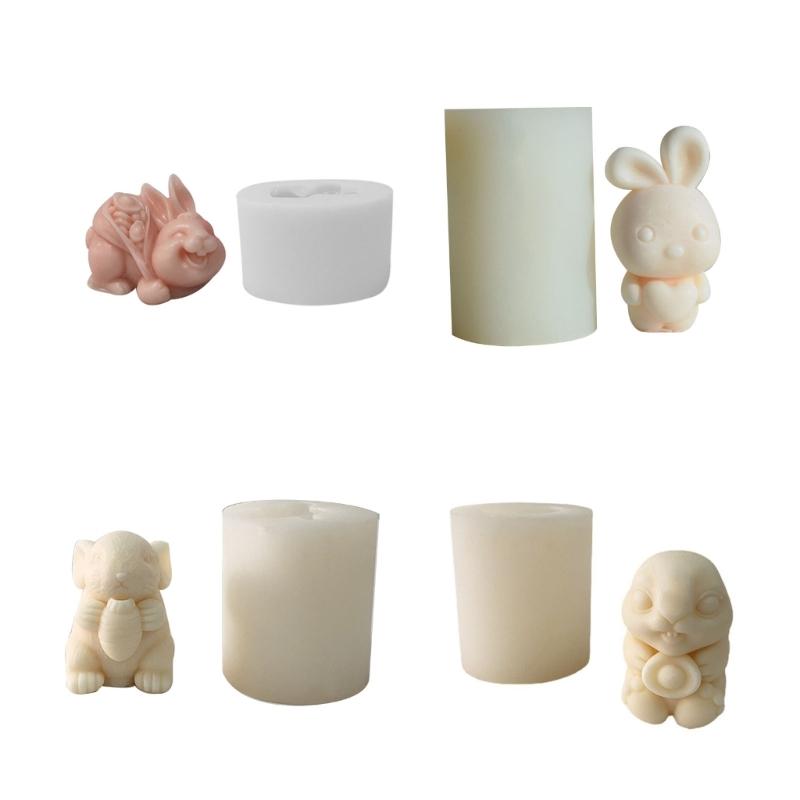 Easters-Rabbit Molds Rabbits Silicones Candle Molds Cute 3d-Rabbit Molds Resins Soap Molds Candle Scented-Making Supply