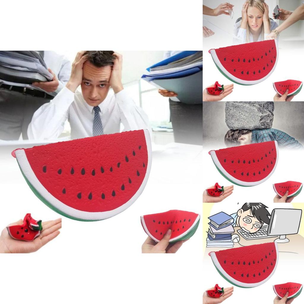 Adorable 14.5cm Children's Pu Stress Relief Toy Realistic Fruit Watermelon Slice