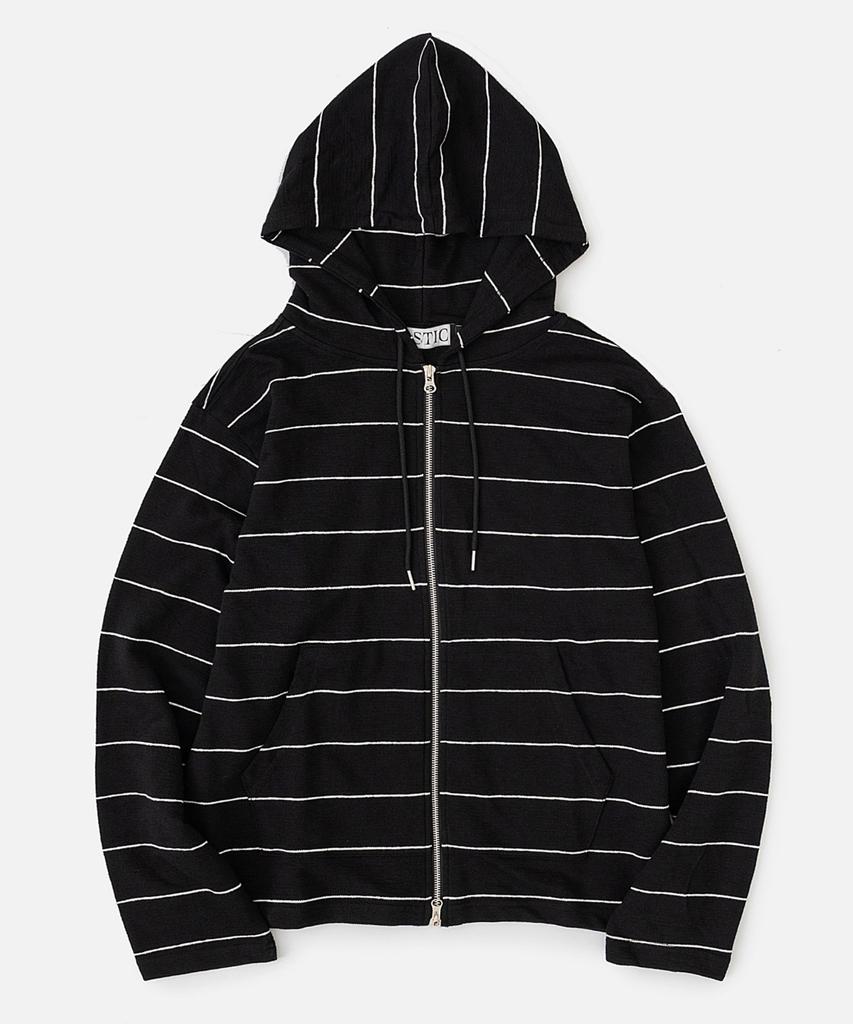 Vastic Striped Zip-Up Hoodie_Black/White