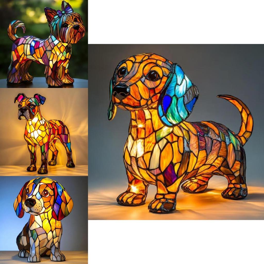 Creative Panda Dolphin Lion Leopard Dog Animal Resin Led Night Light Ornament For Desk