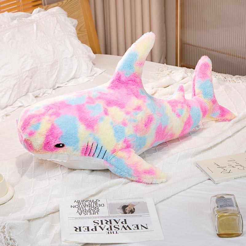 

Colorful Shark Plushie Soft Stuffed Toy Huggable Ocean Animal Doll for Kids Gifts 40cm белый