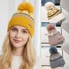 Windproof Knitted Beanie Cap Pom Pom Decoration Casual Beanie Winter Warm Hat for Unisex