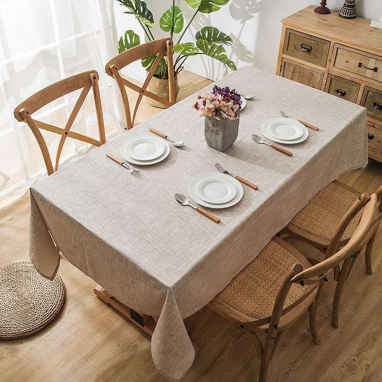 Modern Simple Waterproof Linen Bamboo Solid Color White Home Hotel Tablecloth, Plain Coffee Table Table Cloth