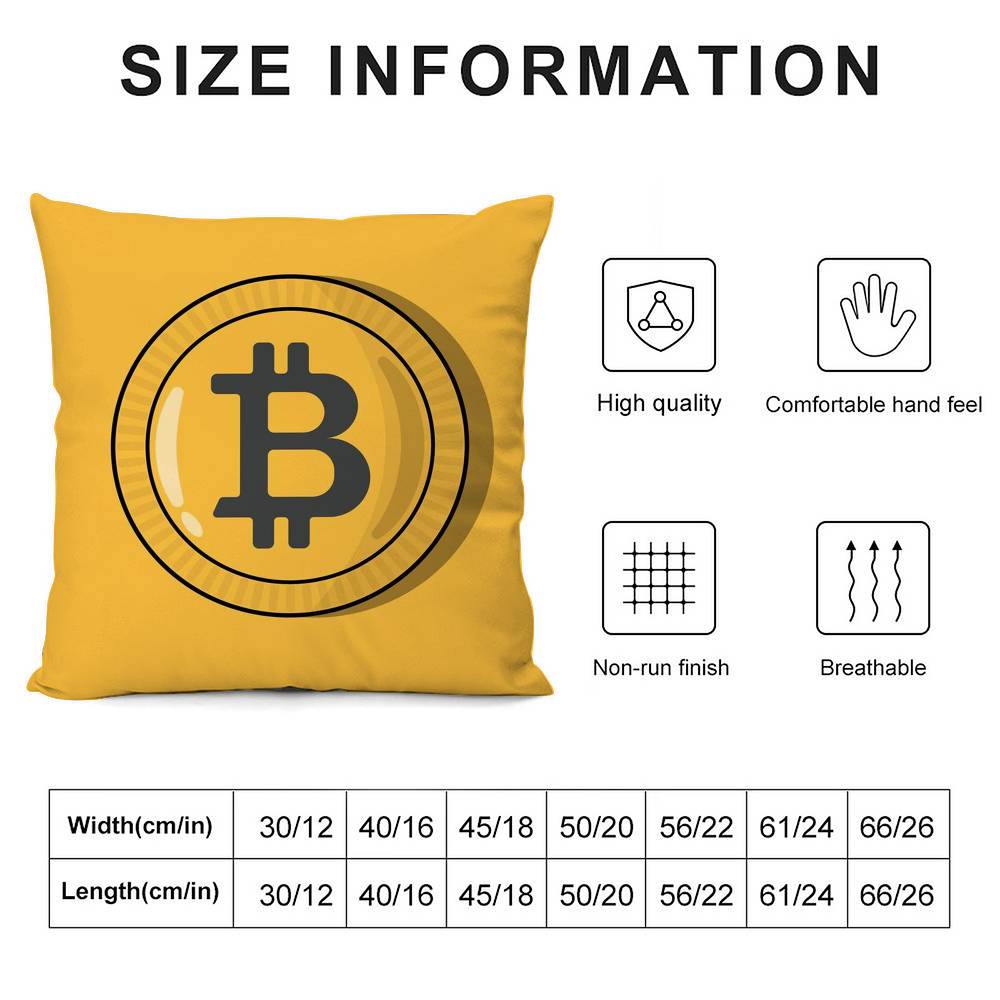 Bitcoin Cryptocurrency Btc Pillow Case Plush Fabric Soft Double Sided Print Sofa Cushion Cover Throw Pillow Covers