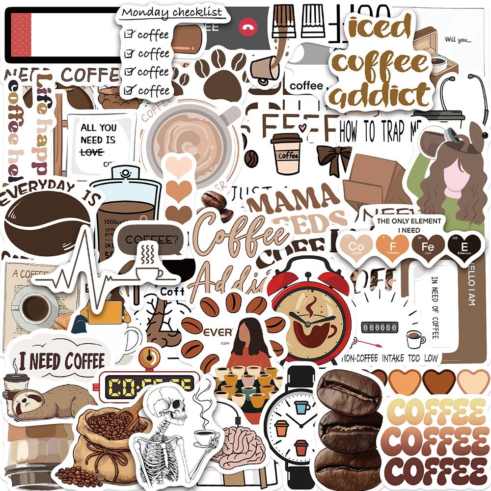 10/30/50pcs INS Style Coffee Addict Stickers Vintage Graffiti Decals DIY Notebook Phone Luggage Carftoon Decoration Sticker Pack