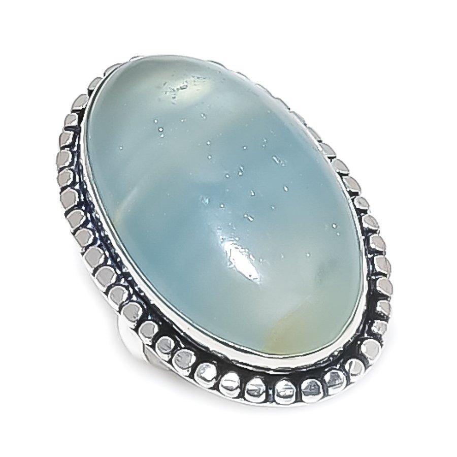 Natural Aquamarine Gemstone 925 Sterling Silver Jewelry Ring Size 7.5 t4H23