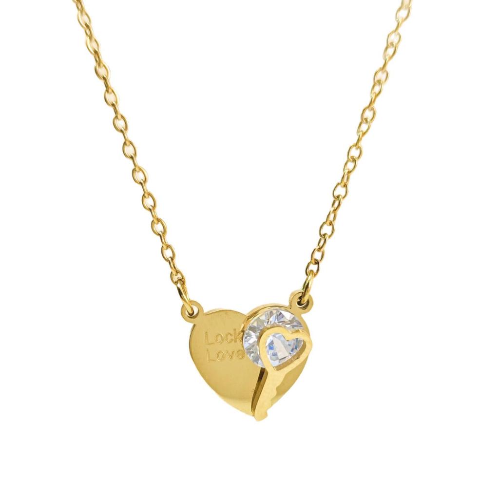 2025 Trendy Love Heart Zircon Clavicle Necklace: Korean Style Titanium Steel Pendant
