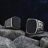 Simple Fashion Stainless Steel with Black Agate Stone Rings for Men Women High Quality Wedding Jewelry Gifts Dropshipping