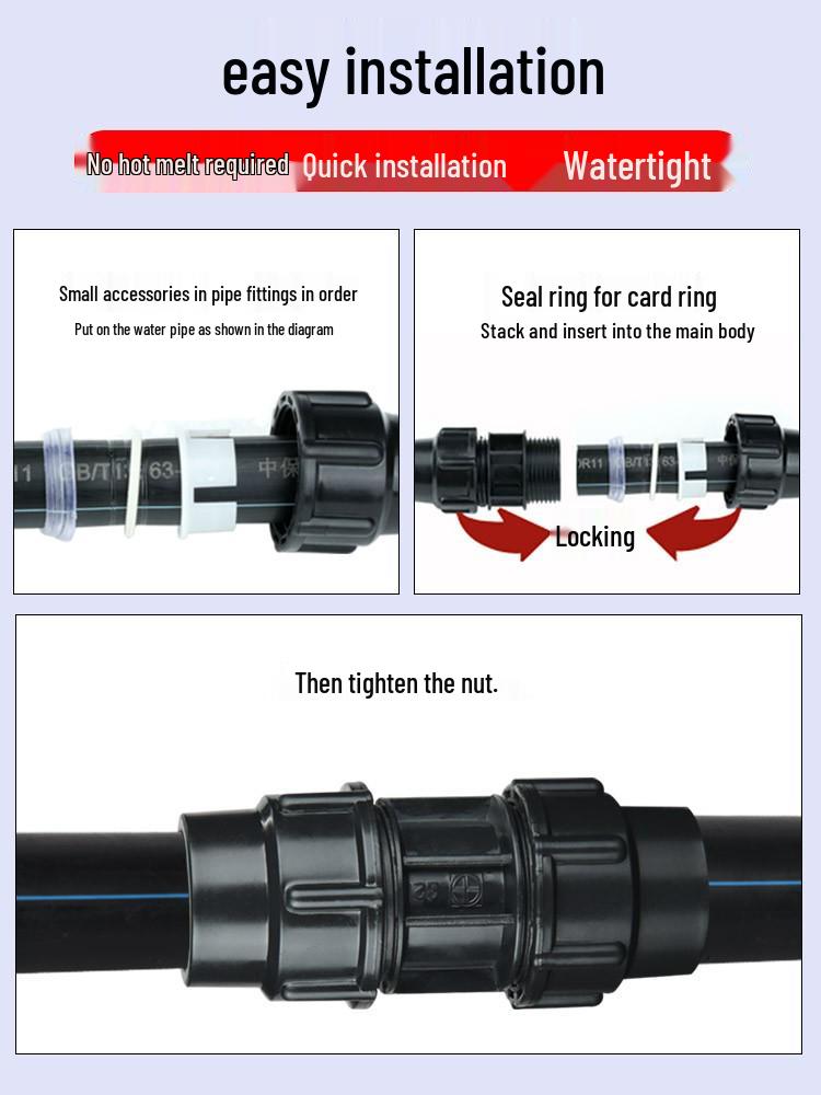 Quick Connect Ball Valve & Coupling Set for PE Water Pipes (1/2", 3/4", 1")