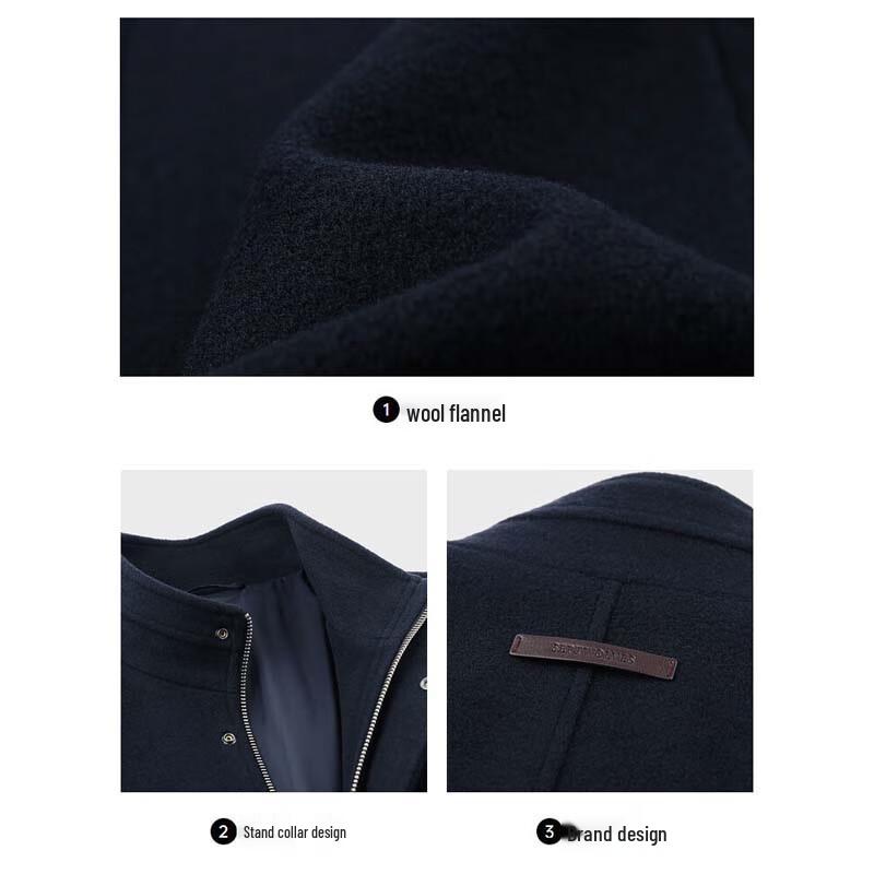 SEPTWOLVES Men's Wool Blend Stand Collar Overcoat