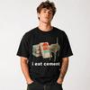 Ich esse Zement Lustiges Katzen-Meme Shirt Herren Grafik Humor Schwarzes T-Shirt