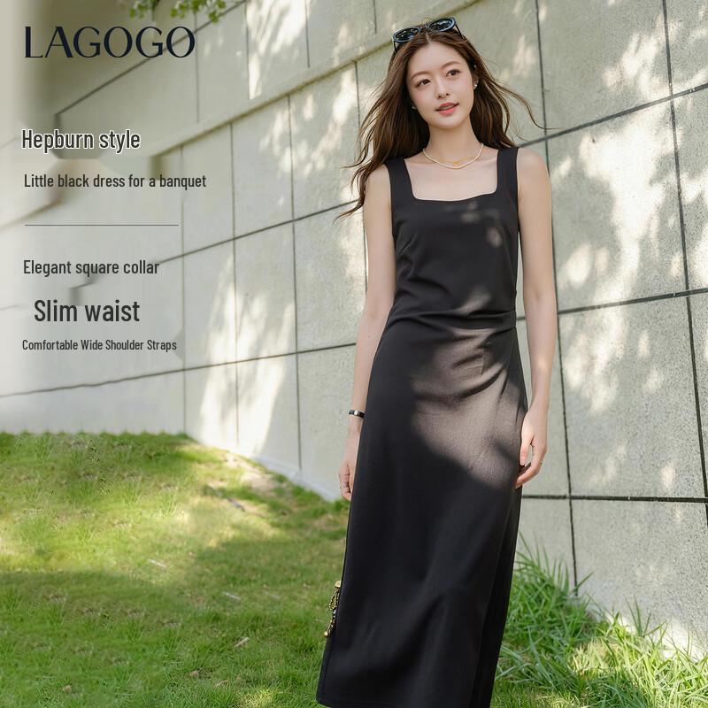 LAGOGO French Style Square Neck A-Line Dress M