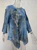 2024 Women's Plus Size Casual V-Neck Long Sleeve Printed Top