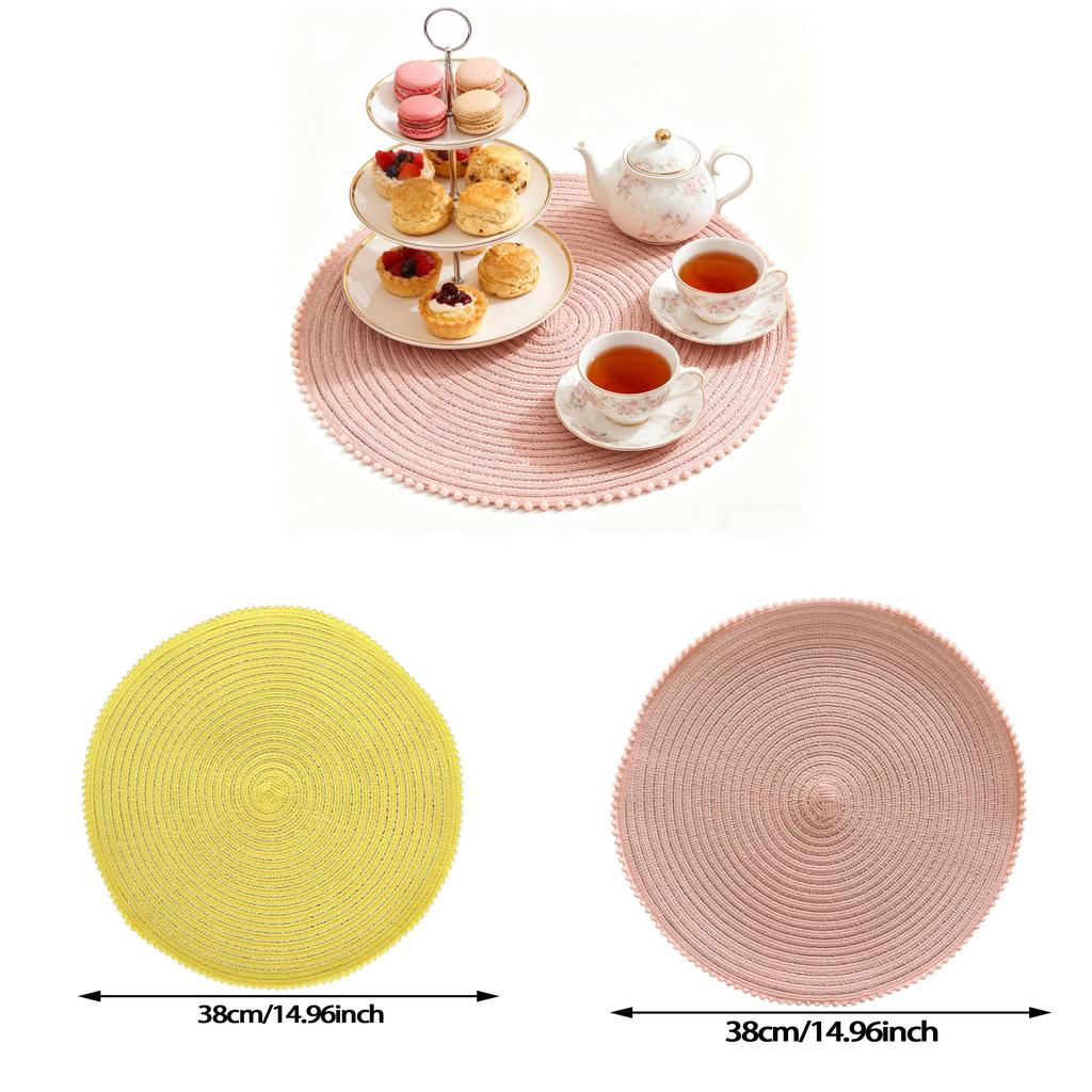 Nordic Style Cotton Round Placemats With Heat Insulation For Dining Room Decor