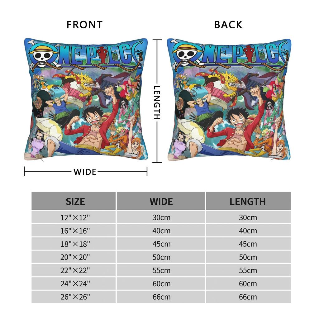 Luffy Anime Pillowcase Polyester Cushion Cover Decoration Anime Manga Throw Pillow Case Cover Home Square 45X45Cm