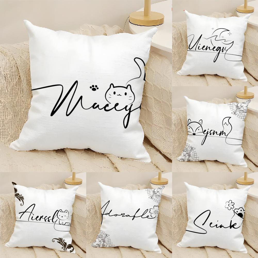 Artistic Animal Signatures Pillow Case Cotton Linen Fabric Square Zipper Pillowcase Home Decorative Living Room