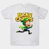 Men Black Print T-shirt Lucky No-Cut Transfer Paper Print Cotton Tshirt