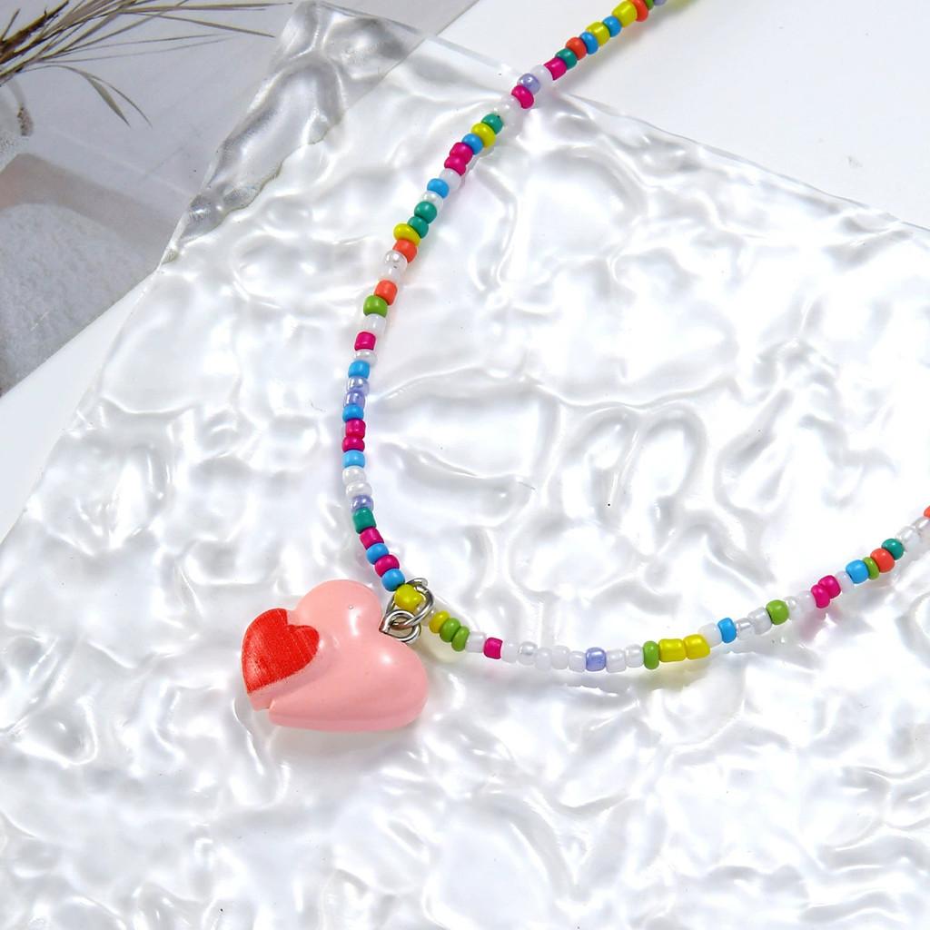 Kids Butterfly Heart Necklace Handmade Beaded Jewelry For Girls Spring 2025