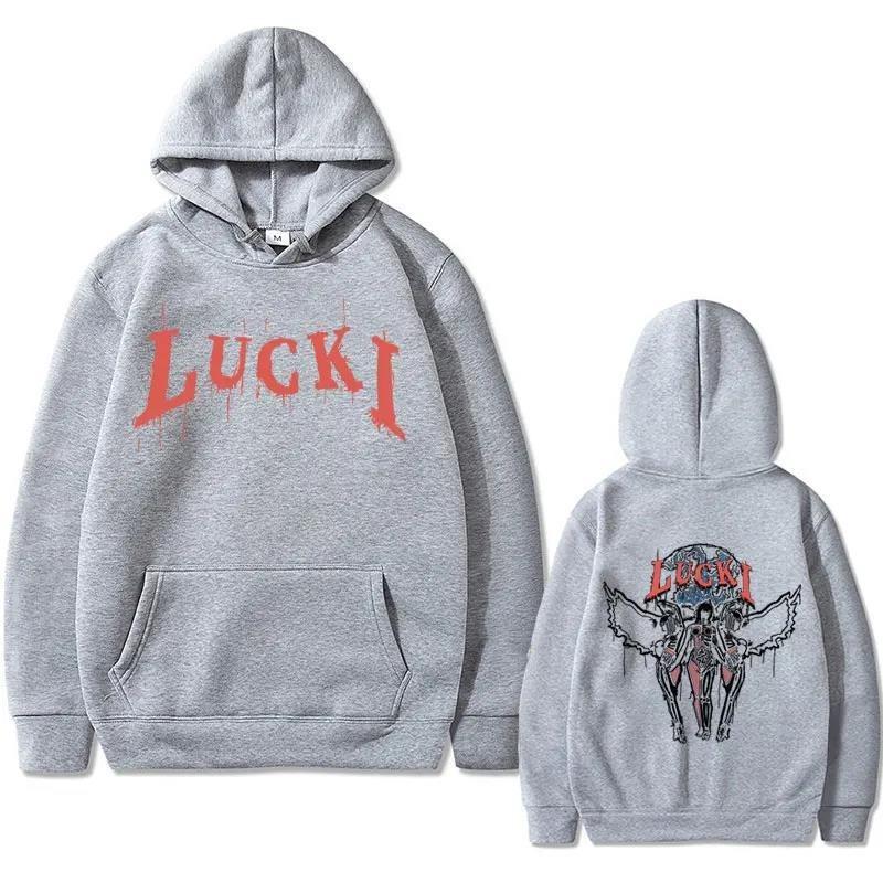 Rapper Lucki Faith Graphic Print Hoodie Male Casual Fashion Men Women Hoodies Fashion Letter Printed Graphic Sweatshirts Loose
