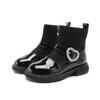 Simple and versatile warm leather boots with fleece for girls