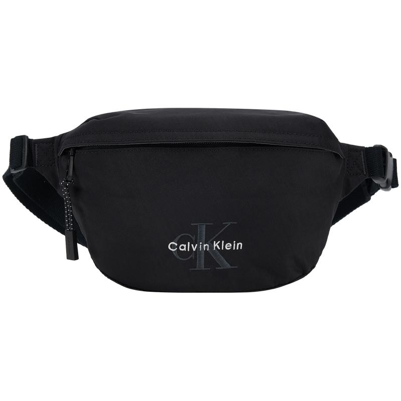 Calvin Klein Casual Commuter Embroidered Fabric Waist Bag Men Bags Black 4D3116G-UB1 Basic Set (Bag)