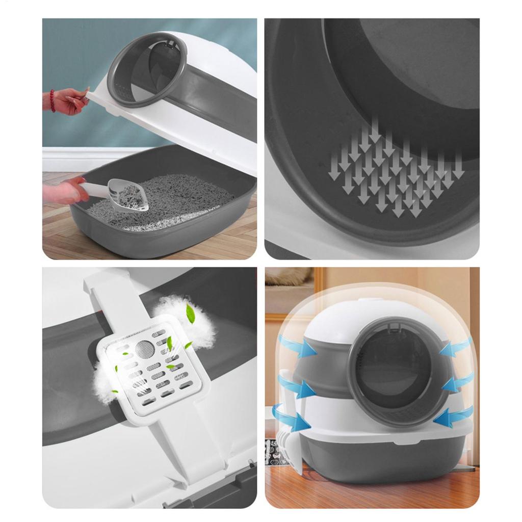 Cat Litter Box Enclosed Odor Control Folding Pet Toilet With Scoop And Lid High Sided Litter Box For Pets Indoor Home Corner