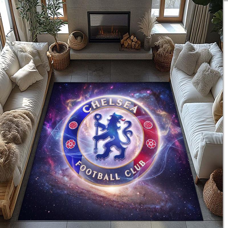 Chelsea FC bedruckter Flanell-Teppich rutschfest weicher Polyester-Bodenbelag Indoor Dekorationsmatte für Schlafzimmer Wohnzimmer Sofa Spielzimmer Heimdekoration