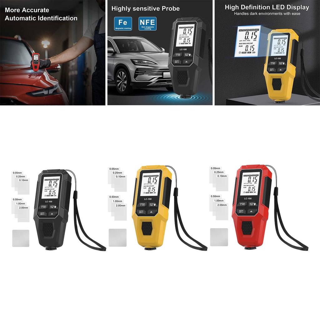 Industrial Thickness Gauge ABS Material Professional Paint Meter Tester Digital Display for Car Wall Drywall Workshop Use