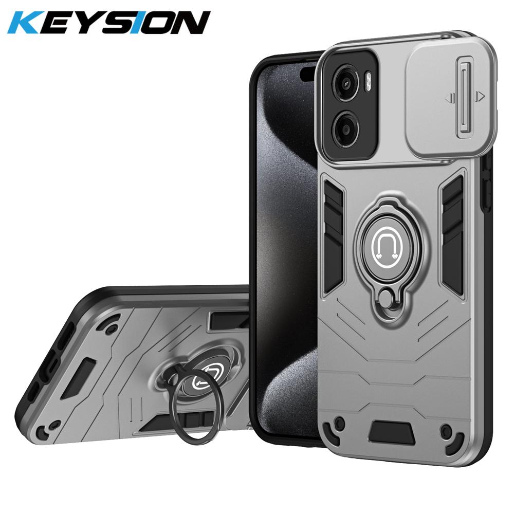 

Противоударный защитный чехол KEYSION для Motorola MOTO G05 Мягкий силиконовый + защитное кольцо для камеры из поликарбоната, подставка для телефона, чехол для MOTO G05 for MOTO G05 серый