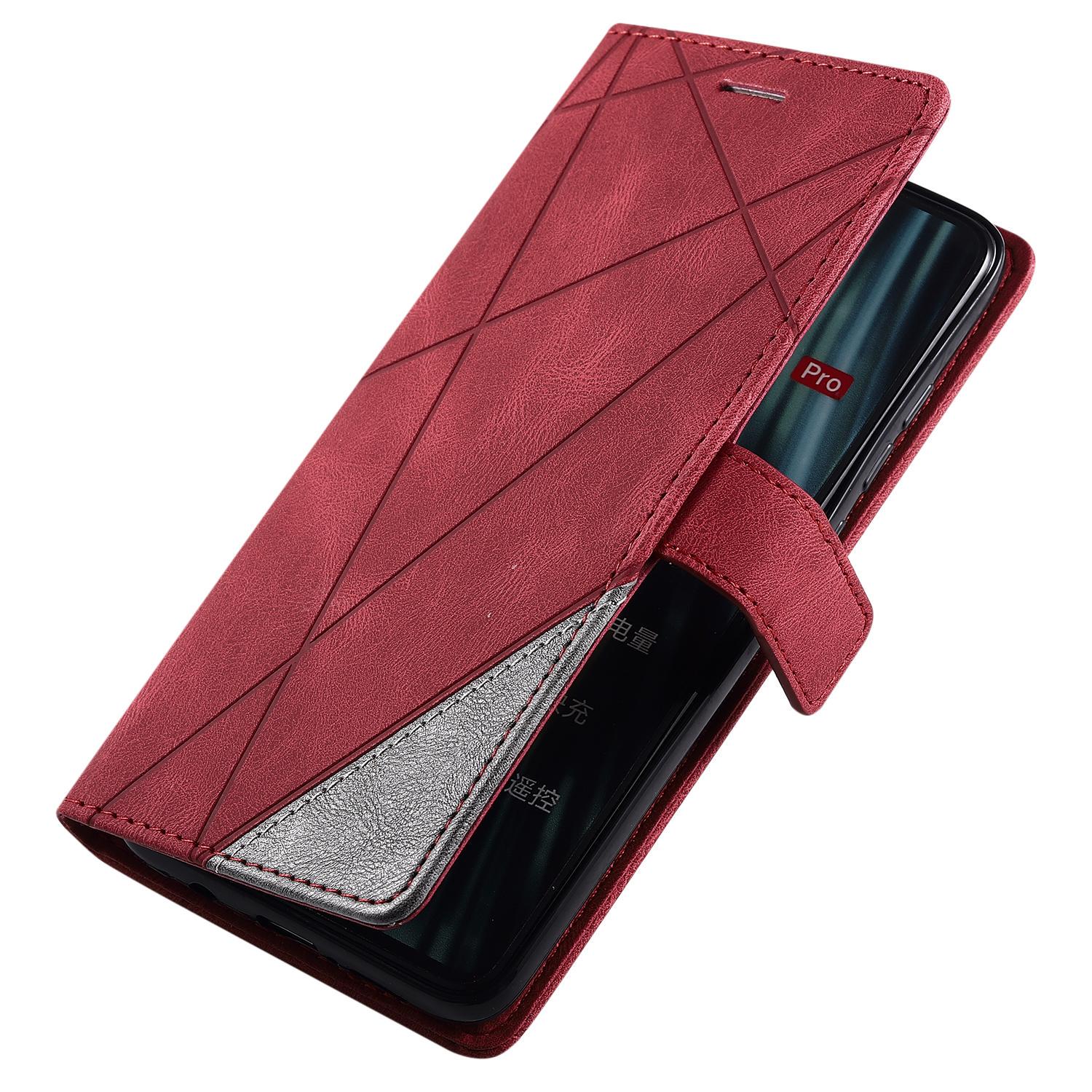 

Кожаный кошелек-книжка-книжка с откидной крышкой и подставкой и слотом для кредитной карты с магнитной застежкой для Samsung Huawei iPhone Xiaomi Redmi Note 8T красный