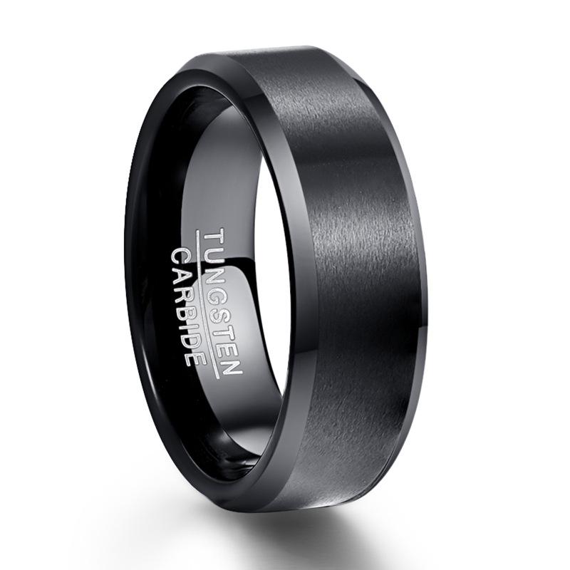 

8MM Black Matte Beveled Edge Tungsten Men s Ring, US Size Available Size 10.5 чорний