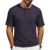 Men Retro Casual Ribbed Henley Short Sleeve Sports T Shirt