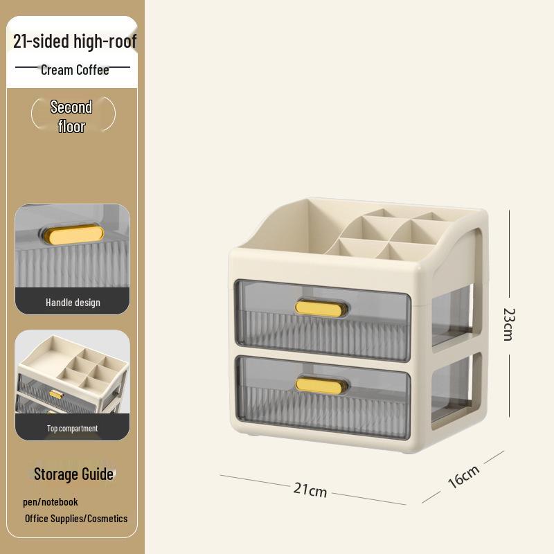 Multi-layer Desktop Organizer: Drawer-Type Storage Box for Office Supplies, Stationery, and Cosmetics