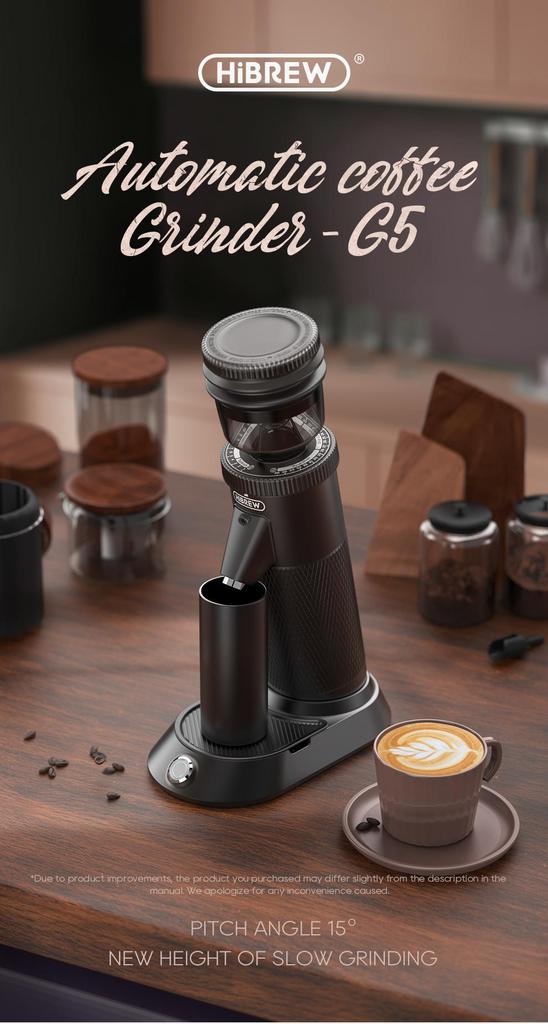Electric Coffee Grinder HiBREW G5, 48mm Conical Burr, 36 Gears Grinding Adjustable, for Espresso/Turkish/Pour Over/Mocca/Drip Coffee