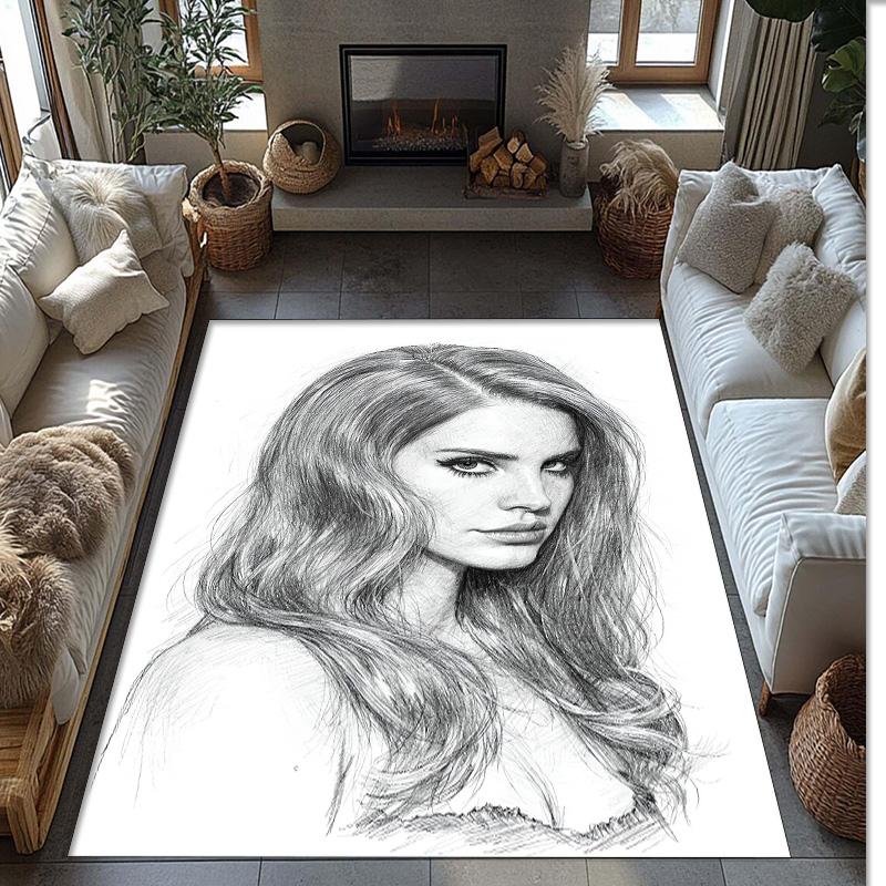 Soft Crystal Velvet Floor Rug,Lana Del Rey Anti Slip Decorative Carpet, Plush Area Mat For Indoor Home Decoration