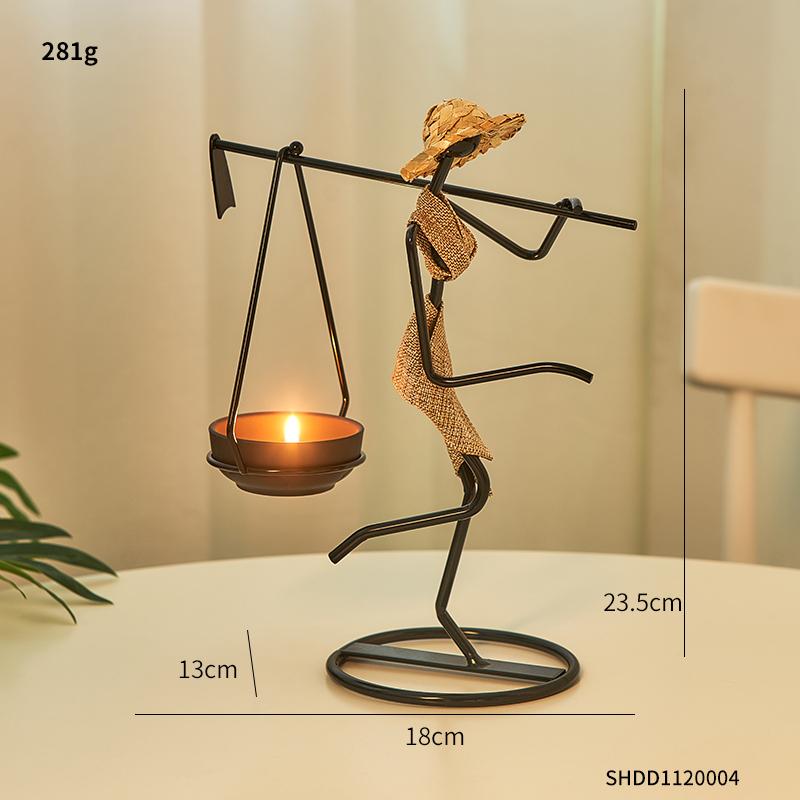Vintage Iron Candlestick Decoration Nordic Light Luxury Candlelight Dinner Romantic Small Decoration